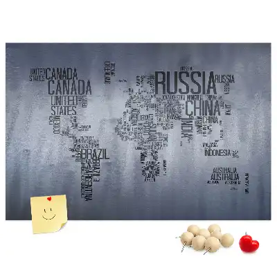 Korkowa tablica Mapa świata z napisów