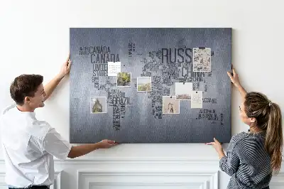 Korkowa tablica Mapa świata z napisów