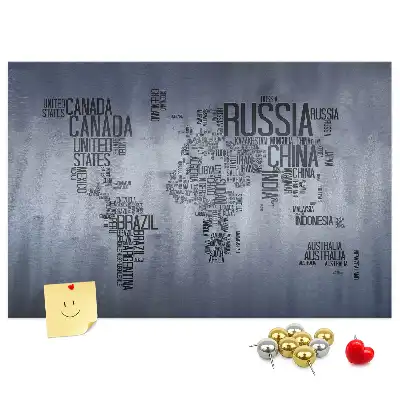Korkowa tablica Mapa świata z napisów