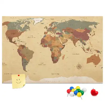 Tablica korkowa ozdobna Vintage mapa świata