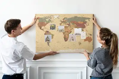 Tablica korkowa ozdobna Vintage mapa świata