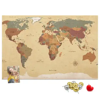 Tablica korkowa ozdobna Vintage mapa świata