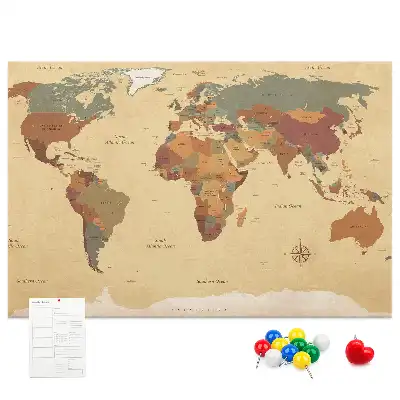 Tablica korkowa ozdobna Vintage mapa świata