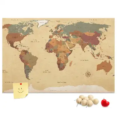 Tablica korkowa ozdobna Vintage mapa świata