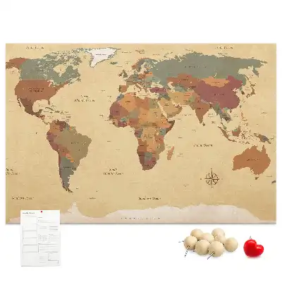 Tablica korkowa ozdobna Vintage mapa świata