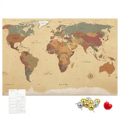 Tablica korkowa ozdobna Vintage mapa świata
