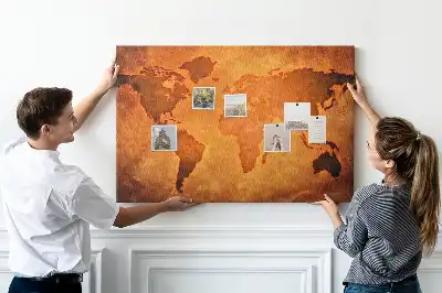 Duża tablica korkowa mapa świata