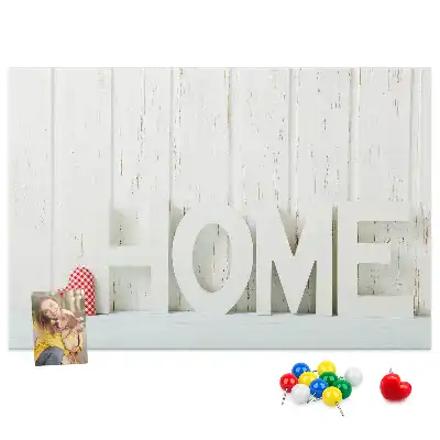 Ozdobna tablica korkowa na ścianę Typografia Home do salonu