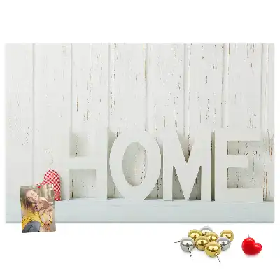 Ozdobna tablica korkowa na ścianę Typografia Home do salonu