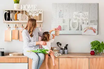 Ozdobna tablica korkowa na ścianę Typografia Home do salonu