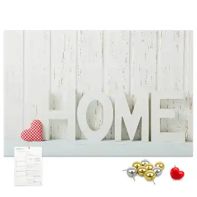 Ozdobna tablica korkowa na ścianę Typografia Home do salonu