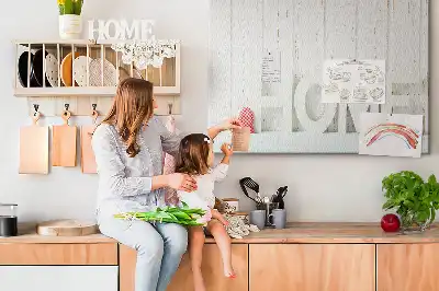 Ozdobna tablica korkowa na ścianę Typografia Home do salonu