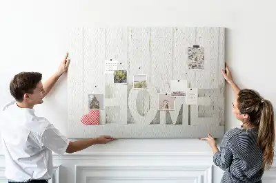 Ozdobna tablica korkowa na ścianę Typografia Home do salonu