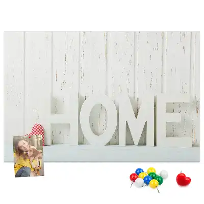Ozdobna tablica korkowa na ścianę Typografia Home do salonu