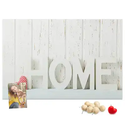Ozdobna tablica korkowa na ścianę Typografia Home do salonu