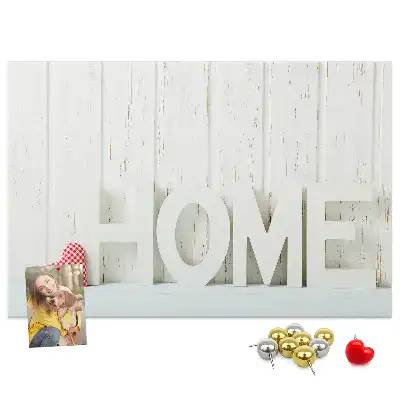 Ozdobna tablica korkowa na ścianę Typografia Home do salonu