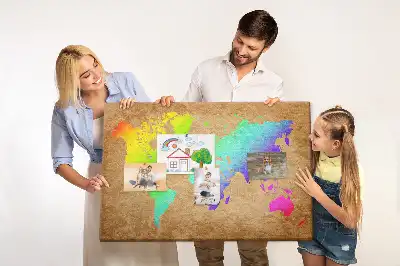 Korkowa tablica z mapą kontynentów