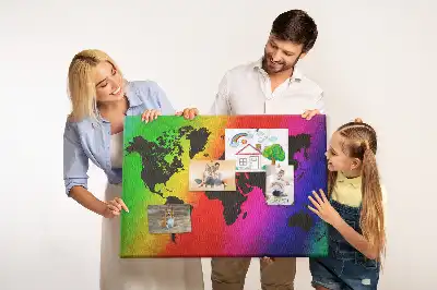 Ozdobna tablica korkowa Mapa świata do biura