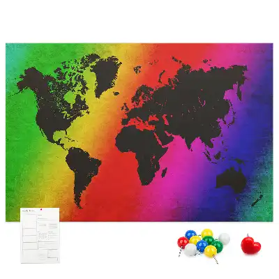 Ozdobna tablica korkowa Mapa świata do biura