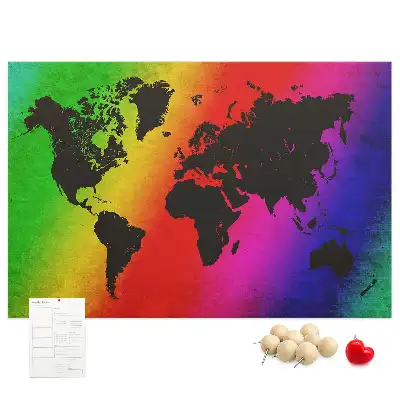 Ozdobna tablica korkowa Mapa świata do biura
