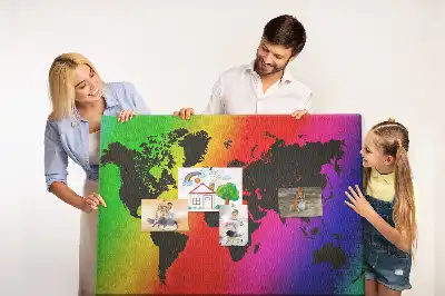 Ozdobna tablica korkowa Mapa świata do biura
