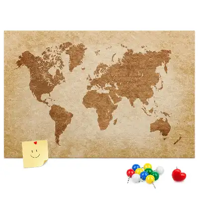 Korkowa tablica Mapa świata w starym stylu
