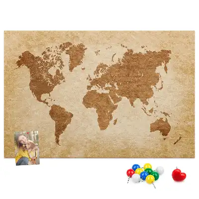 Korkowa tablica Mapa świata w starym stylu