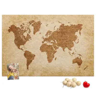 Korkowa tablica Mapa świata w starym stylu