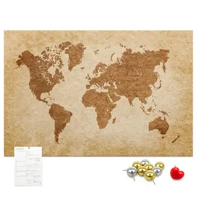 Korkowa tablica Mapa świata w starym stylu
