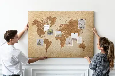 Korkowa tablica Mapa świata w starym stylu