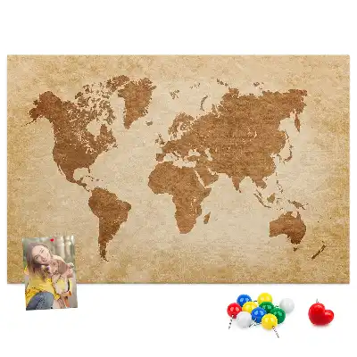 Korkowa tablica Mapa świata w starym stylu