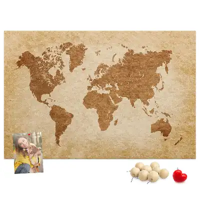 Korkowa tablica Mapa świata w starym stylu