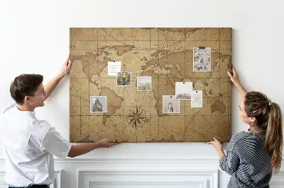 Tablica korkowa ozdobna Mapa świata vintage