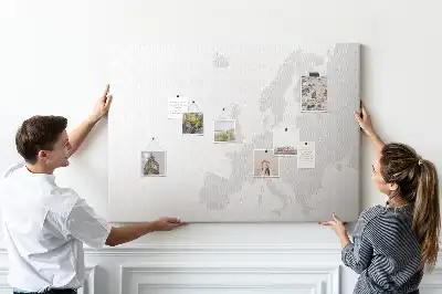 Ozdobna tablica korkowa z mapą kontynentu europejskiego