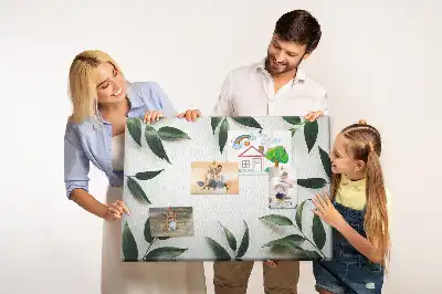 Tablica korkowa w ramce z motywem liści