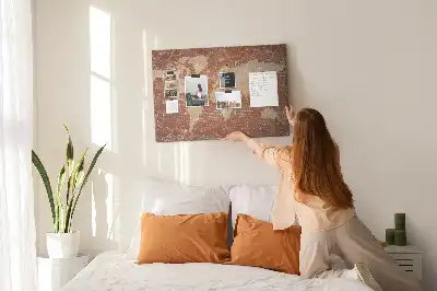 Ozdobna tablica korkowa Mapa Świata na cegle