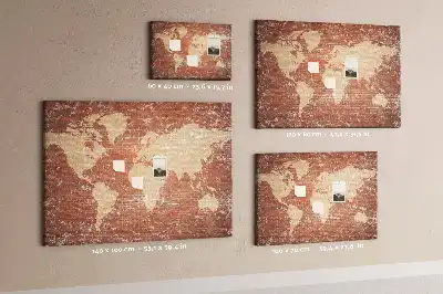 Ozdobna tablica korkowa Mapa Świata na cegle