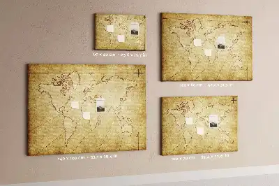 Tablica korkowa dla dzieci z nadrukiem postarzanej mapy świata