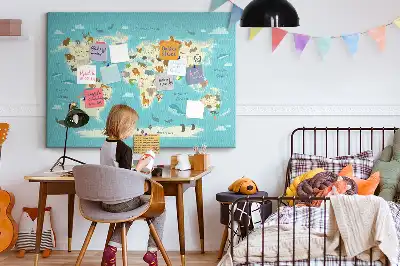 Tablica korkowa ozdobna Mapa świata zwierząt