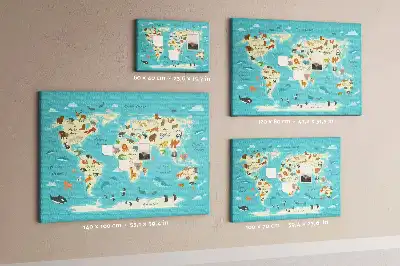 Tablica korkowa ozdobna Mapa świata zwierząt