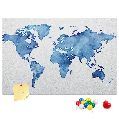 Tablica korkowa dla dzieci Mapa świata akwarele
