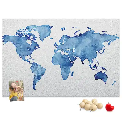Tablica korkowa dla dzieci Mapa świata akwarele