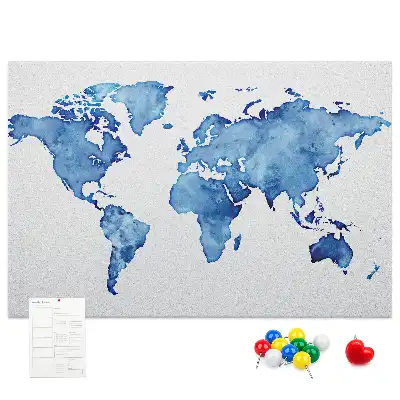 Tablica korkowa dla dzieci Mapa świata akwarele