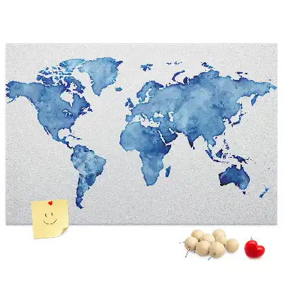 Tablica korkowa dla dzieci Mapa świata akwarele