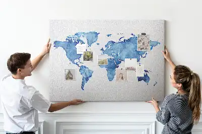 Tablica korkowa dla dzieci Mapa świata akwarele