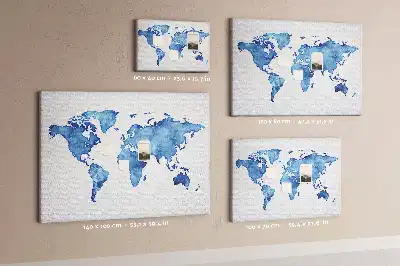 Tablica korkowa dla dzieci Mapa świata akwarele
