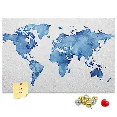 Tablica korkowa dla dzieci Mapa świata akwarele