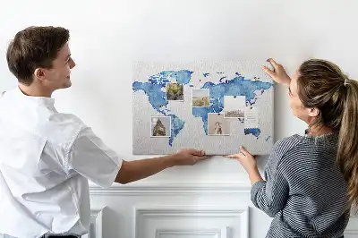Tablica korkowa dla dzieci Mapa świata akwarele