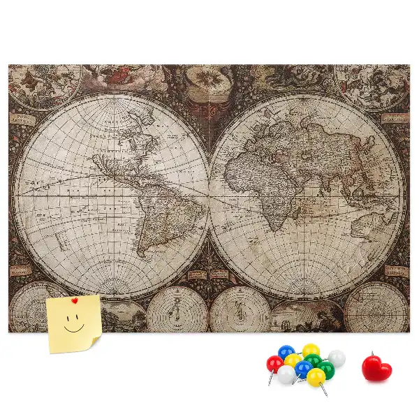 Ozdobna tablica korkowa Klasyczny atlas z dawnych lat