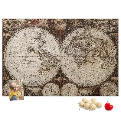 Ozdobna tablica korkowa Klasyczny atlas z dawnych lat
